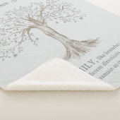 Hand Drawn Tree Personalized Name Quote Light Gray シェルパブランケット (3/4)