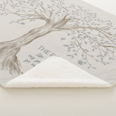 Hand Drawn Tree Personalized Quote Gray Beige シェルパブランケット (3/4)