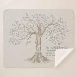 Hand Drawn Tree Personalized Quote Gray Beige シェルパブランケット