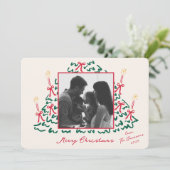 Hand Drawn Tree with Candles Holiday Photo Card シーズンカード (スタンド正面)