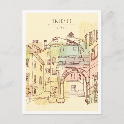 Hand drawn Trieste Italy Landmark ポストカード (正面)