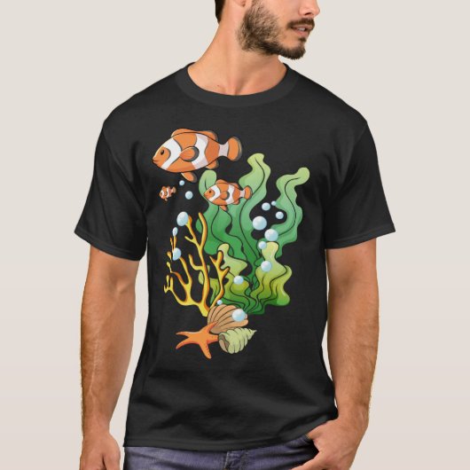 Hand drawn tropical fish on a coral reef tシャツ (正面)
