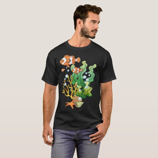 Hand drawn tropical fish on a coral reef tシャツ (正面フル)