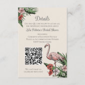 Hand-Drawn Tropical Flamingo QR Code Wedding Card エンクロージャーカード (正面)