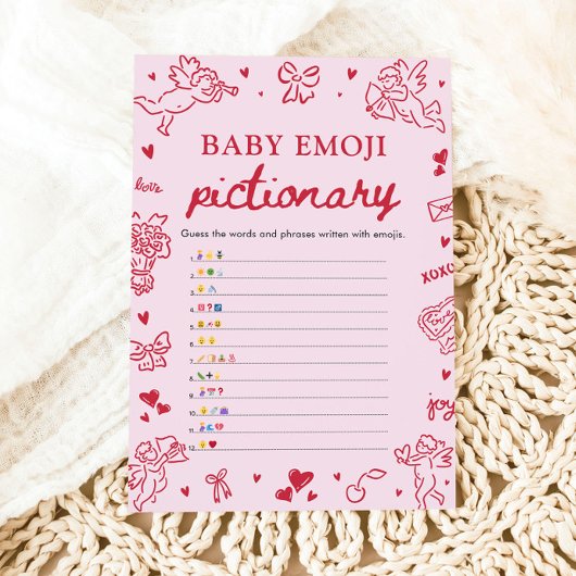 Hand Drawn Valentine Baby Emoji Pictionary Game 招待状