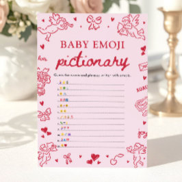 Hand Drawn Valentine Baby Emoji Pictionary Game 招待状