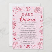 Hand Drawn Valentine Baby Shower Baby Trivia Game 招待状 (正面)