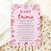Hand Drawn Valentine Baby Shower Baby Trivia Game 招待状
