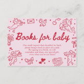 Hand Drawn Valentine Baby Shower Books For Baby エンクロージャーカード (正面)