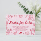 Hand Drawn Valentine Baby Shower Books For Baby エンクロージャーカード (スタンド正面)