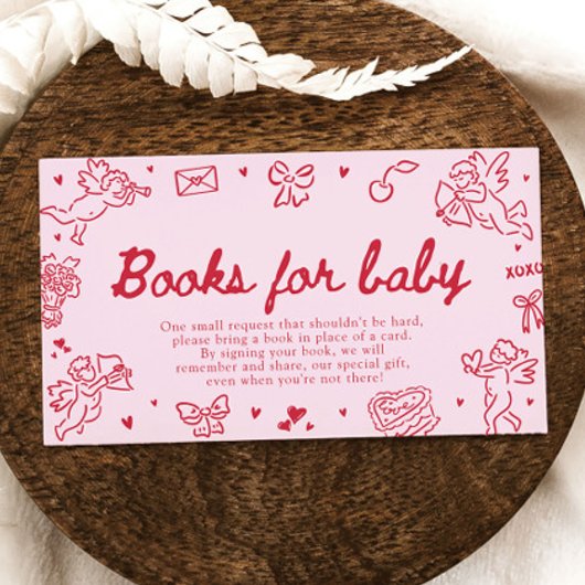 Hand Drawn Valentine Baby Shower Books For Baby エンクロージャーカード