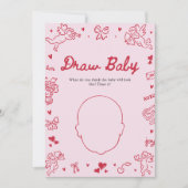Hand Drawn Valentine Baby Shower Draw Baby Game 招待状 (正面)