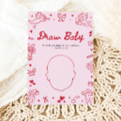 Hand Drawn Valentine Baby Shower Draw Baby Game 招待状
