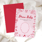 Hand Drawn Valentine Baby Shower Draw Baby Game 招待状