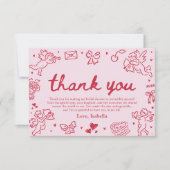 Hand Drawn Valentine Bridal Shower Thank You Card 招待状 (正面)