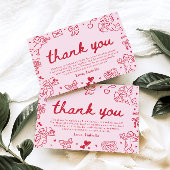 Hand Drawn Valentine Bridal Shower Thank You Card 招待状