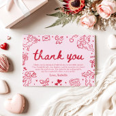 Hand Drawn Valentine Bridal Shower Thank You Card 招待状