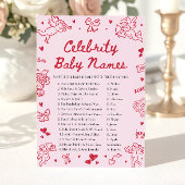 Hand Drawn Valentine Celebrity Baby Name Game 招待状