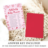 Hand Drawn Valentine Celebrity Baby Name Game 招待状