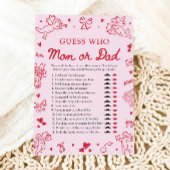 Hand Drawn Valentine Guess Who Mom or Dad Game 招待状