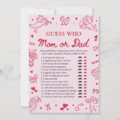 Hand Drawn Valentine Guess Who Mom or Dad Game 招待状 (正面)