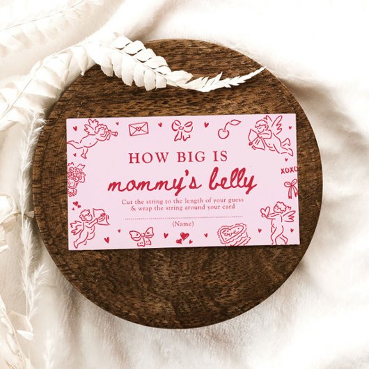 Hand Drawn Valentine How Big is Mommy's Belly Game エンクロージャーカード