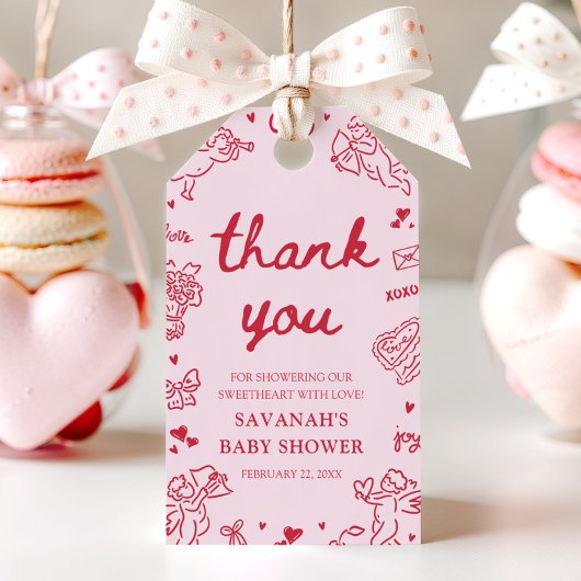 Hand Drawn Valentine Little Sweetheart Baby Shower ギフトタグ