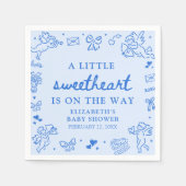 Hand Drawn Valentine Little Sweetheart Baby Shower スタンダードカクテルナプキン (正面)