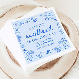 Hand Drawn Valentine Little Sweetheart Baby Shower スタンダードランチョンナプキン