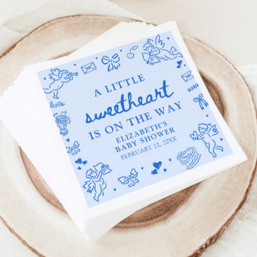 Hand Drawn Valentine Little Sweetheart Baby Shower スタンダードランチョンナプキン