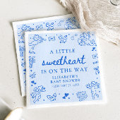 Hand Drawn Valentine Little Sweetheart Baby Shower スタンダードランチョンナプキン