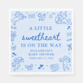 Hand Drawn Valentine Little Sweetheart Baby Shower スタンダードランチョンナプキン (正面)