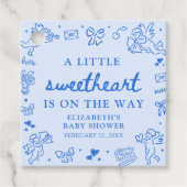 Hand Drawn Valentine Little Sweetheart Baby Shower フェイバータグ (正面)