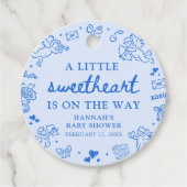 Hand Drawn Valentine Little Sweetheart Baby Shower フェイバータグ (正面)