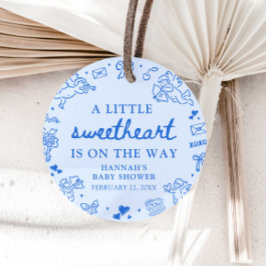 Hand Drawn Valentine Little Sweetheart Baby Shower フェイバータグ