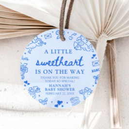 Hand Drawn Valentine Little Sweetheart Baby Shower フェイバータグ