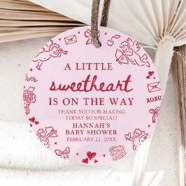 Hand Drawn Valentine Little Sweetheart Baby Shower フェイバータグ