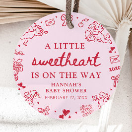 Hand Drawn Valentine Little Sweetheart Baby Shower フェイバータグ