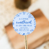 Hand Drawn Valentine Little Sweetheart Baby Shower ラウンドシール