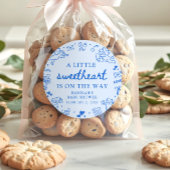 Hand Drawn Valentine Little Sweetheart Baby Shower ラウンドシール