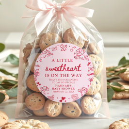 Hand Drawn Valentine Little Sweetheart Baby Shower ラウンドシール