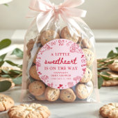 Hand Drawn Valentine Little Sweetheart Baby Shower ラウンドシール