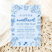 Hand Drawn Valentine Little Sweetheart Baby Shower 招待状