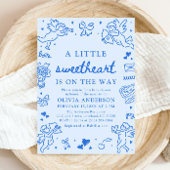 Hand Drawn Valentine Little Sweetheart Baby Shower 招待状