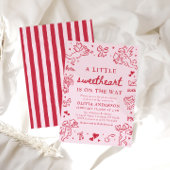 Hand Drawn Valentine Little Sweetheart Baby Shower 招待状