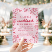 Hand Drawn Valentine Little Sweetheart Baby Shower 招待状