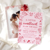 Hand Drawn Valentine Little Sweetheart Baby Shower 招待状