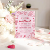 Hand Drawn Valentine Little Sweetheart Baby Shower 招待状