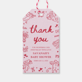 Hand Drawn Valentine Little Sweetheat Baby Shower ギフトタグ