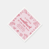 Hand Drawn Valentine Little Sweetheat Baby Shower スタンダードカクテルナプキン (角)